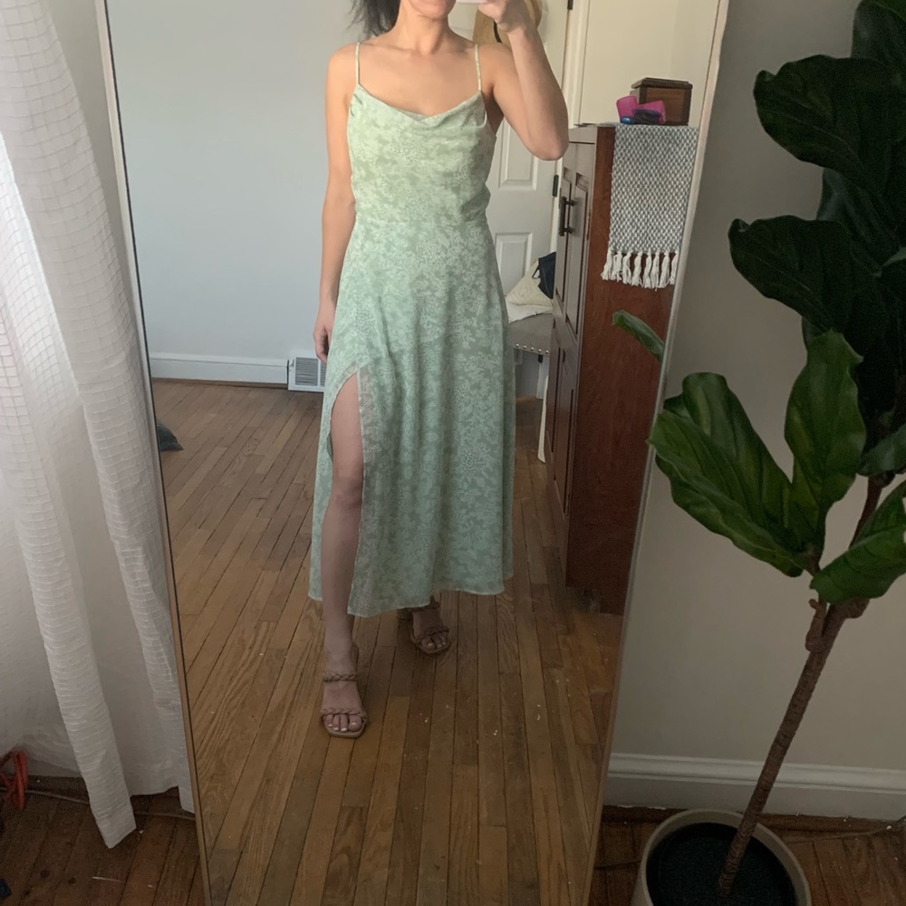WAYF The Skylar Cowl Neck Midi Dress